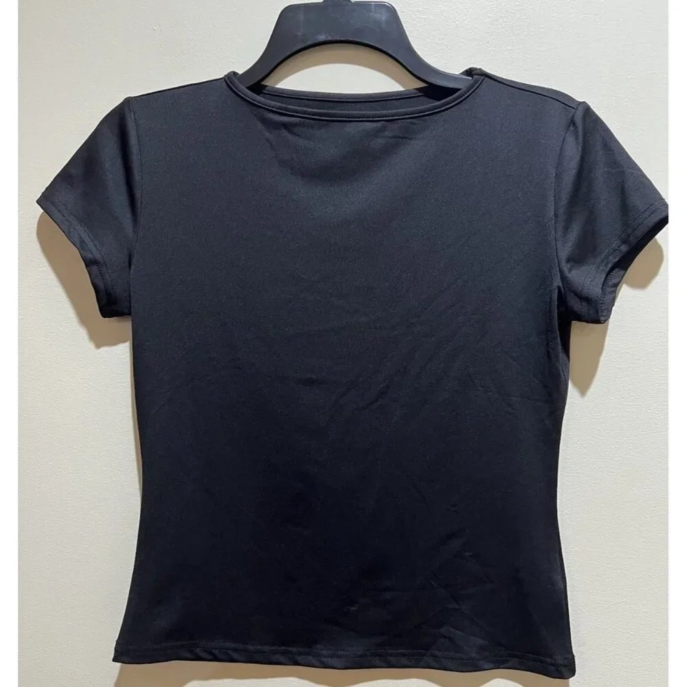 2 ~ ZHENWEI Crop Workout Tops for Women Size Medium ~ Black & Purple - Picture 4 of 8